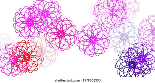 Light purple, pink vector doodle template with flowers. Illustration with abstract colorful flowers with gradient. Pattern for women day promotion.