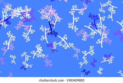 Light Purple, Pink vector doodle background with branches. Colorful abstract illustration with leaves in doodle style. Brand new design for your business.