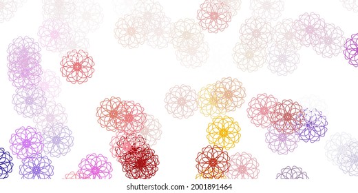 Púrpura claro, fondo de doodle vector rosa con flores. Flores coloridas de estilo natural sobre un fondo sencillo. Patrón para la promoción del día de la mujer.