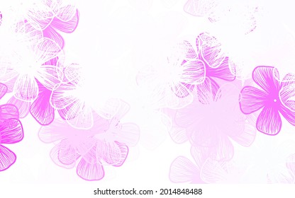 Light Purple, Pink vector doodle layout with flowers Flowers with gradient on white background. A new texture for your wallpaper design.