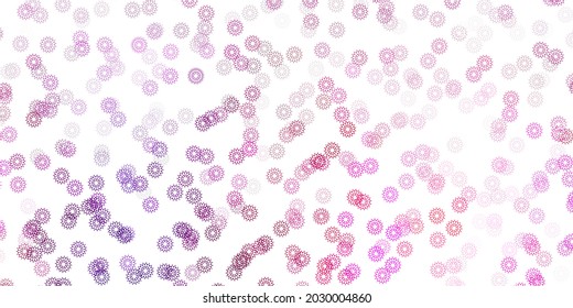 Light purple, pink vector doodle template with flowers. Illustration with abstract colorful flowers with gradient. Pattern for women day promotion.