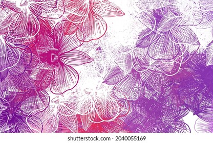 Light Purple, Pink vector doodle template with flowers. Doodle illustration of flowers in Origami style. New design for your business.