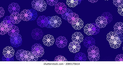 Light purple, pink vector doodle template with flowers. Simple colored illustration with abstarct flowers. Brand new business design.