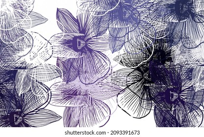 Light Purple, Pink vector doodle pattern with flowers. Shining colored illustration with flowers. Brand new design for your business.