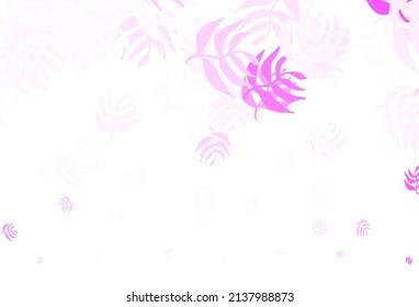 Light Purple, Pink vector doodle template with leaves. Brand new colored illustration in blurry style with leaves. A new texture for your wallpaper design.