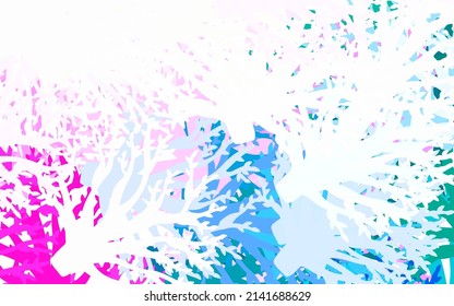 Púrpura claro, patrón de doodle vector rosado con hojas, ramas. Ilustración abstracta brillante con hojas y ramas. Nueva plantilla para su diseño.