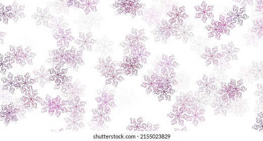 Light purple, pink vector doodle pattern with flowers. Abstract illustration with flowers in Origami style. Pattern for website designs.