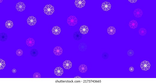 Light purple, pink vector doodle pattern with flowers. Abstract illustration with flowers in Origami style. Pattern for women day promotion.