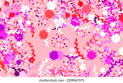 Light Purple, Pink vector doodle backdrop with flowers Sketchy doodle flowers on white background. Elegant pattern for your brand book.