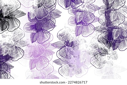 Light Purple, Pink vector doodle backdrop with flowers. Brand new colored illustration with flowers. Textured pattern for websites, banners.