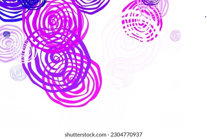 Púrpura claro, patrón de doodle vector rosado con rosas. Ilustración colorida con flores de estilo doodle. Nuevo diseño para su negocio.