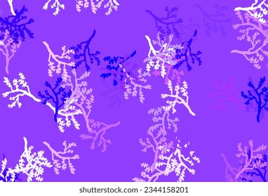 Leicht violett, rosafarbene Vektordoodle-Anordnung mit Sakura. Dekoratives Design im indischen Stil auf weißem Hintergrund. Eine neue Textur für Ihr Tapete-Design.