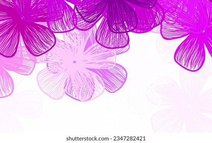 Light Purple, Pink vector doodle background with flowers An elegant bright illustration with flowers. The best design for your business.