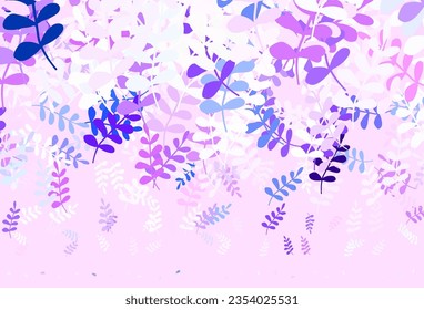 Light Purple, Pink vector doodle pattern with leaves. Colorful abstract illustration with leaves in doodle style. Pattern for wallpapers, coloring books.