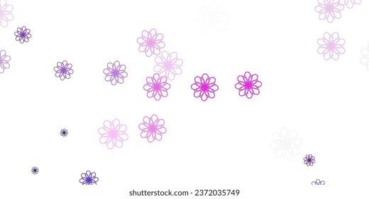 Púrpura claro, patrón de doodle vector rosado con flores. Diseño sencillo con flores sobre fondo abstracto. Nuevo diseño de negocio.