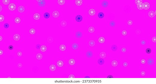Light purple, pink vector doodle background with flowers. Colorful flowers in natural style on simple background. Pattern for website designs.