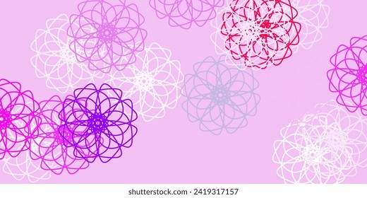 Light purple, pink vector doodle template with flowers. Illustration with abstract colorful flowers with gradient. Pattern for women day promotion.