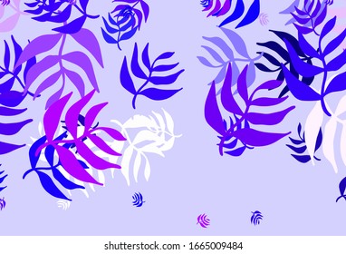 Light Purple, Pink vector elegant wallpaper with leaves. A vague abstract illustration with leaves in doodles style. Pattern for wallpapers, coloring books.
