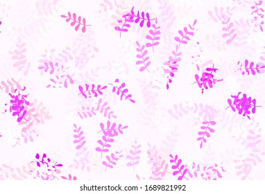 Light Purple, Pink vector elegant pattern with leaves. Colorful illustration in doodle style with leaves. New template for your brand book.