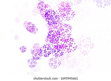 Light Purple, Pink vector elegant background with leaves. Glitter abstract illustration with doodles and leaves. A new texture for your wallpaper design.