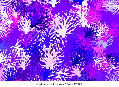 Light Purple, Pink vector elegant wallpaper with leaves. Modern abstract illustration with leaves and branches. Hand painted design for web, wrapping.