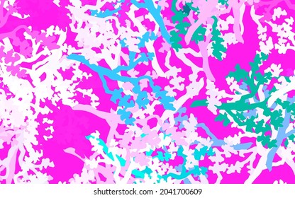 Light Purple, Pink vector elegant pattern with leaves, branches. Decorative design in Indian style on white background. Colorful pattern for kid's books.
