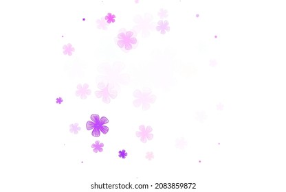 Púrpura claro, papel de pared elegante vector rosa con flores. Ilustración colorida al estilo doodle con flores. Plantilla para fondos de teléfonos móviles.