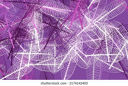 Light Purple, Pink vector elegant template with leaves. leaves on blurred abstract background with gradient. Brand new design for your business.