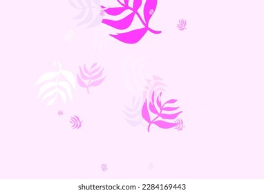 Púrpura claro, Pink vector elegante patrón con hojas. Ilustración de nuevo color de estilo borroso con hojas. Patrón para papeles pintados, libros de color.