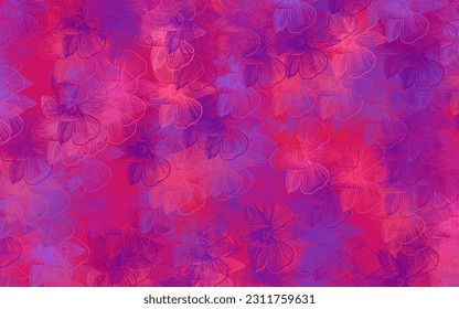 Púrpura claro, Pink vector elegante fondo con flores. Ilustración creativa de estilo borroso con flores. Nueva plantilla para su diseño.