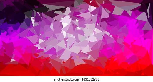 Diseño poligonal vectorial claro púrpura y rosa. Ilustración en vidrio roto con triángulos. Diseño de aplicaciones multipropósito.