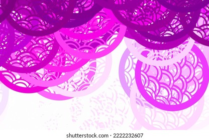 Light Purple, Pink vector Glitter abstract illustration with blurred drops of rain. Beautiful colored illustration with blurred circles in nature style. Elegant design for wallpapers.