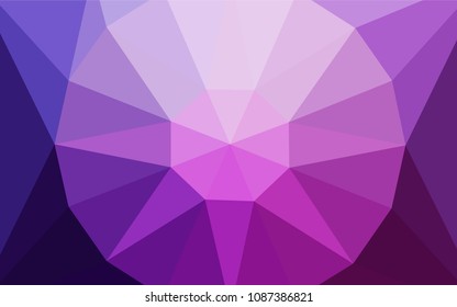 Light Purple, Pink vector gradient triangles pattern with a gem in a centre. Illustration in halftone style with triangles. Completely new template for your banner.