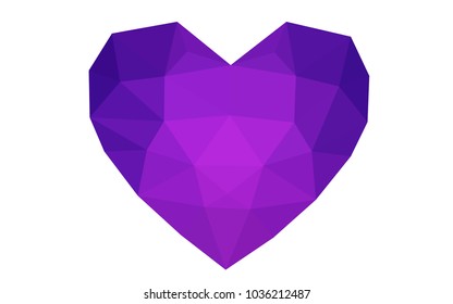 Light Purple, Pink vector greeting Card Happy Valentine's Day. Lettering with hearts on the white polygonal background. Colored triangular illustration for your business.