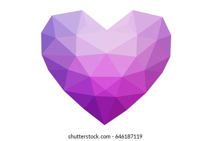 Light Purple, Pink vector greeting Card Happy Valentine's Day. Lettering with hearts on the white polygonal background. Colored triangular illustration for your business.