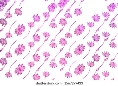 Light Purple, Pink vector hand painted texture. Modern geometrical abstract illustration with leaves. Pattern for heads of websites and designs.
