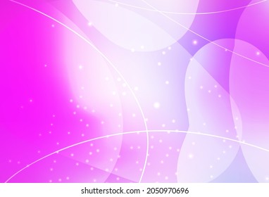 Light Purple, Pink vector Illustration with set of shining colorful abstract circles, lines. Modern abstract illustration with colorful water drops. Smart design for business ads.