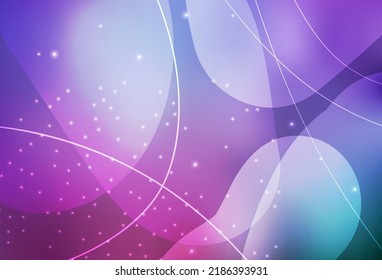 Hellviolett, rosafarbene Vektorgrafik mit bunten Kreisen, Linien im abstrakten Stil. Abstrakte Illustration mit farbigen Bläschen im Naturstil. Einfaches Design für Ihre Website.