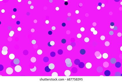 Light Purple, Pink vector illustration which consist of circles. Dotted gradient design for your business. Creative geometric background in halftone style with colored spots.