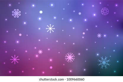 Light Purple, Pink vector layout with bright snowflakes. Modern geometrical abstract illustration with crystals of ice. The pattern can be used for new year leaflets.