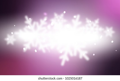 Light Purple, Pink vector layout with bright snowflakes. Decorative shining illustration with snow on abstract template. The template can be used as a new year background.