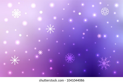 Light Purple, Pink vector layout with bright snowflakes. Glitter abstract illustration with crystals of ice. New year design for your business advert.