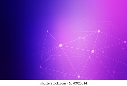Light Purple, Pink vector layout with circles, lines. Glitter abstract illustration with connection of triangle structure. Pattern can be used for ads, leaflets.