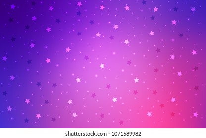 Light Purple, Pink vector layout with bright stars. Stars on blurred abstract background with gradient. The pattern can be used for new year ad, booklets.