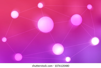 Light Purple, Pink vector layout with circles, lines. Glitter abstract illustration with connection of triangle structure. New design for ad, poster, banner of your website.