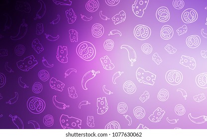 Light Purple, Pink vector layout with restaurant food. Blurred decorative design of snacks in doodle style. Pattern for ad, booklets, leaflets of restaurants.