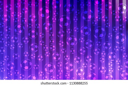 Light Purple, Pink vector layout with sports symbols. Decorative design of football balls on a gradient backdrop. Pattern for promotion of soccer games.
