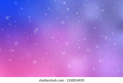 Light Purple, Pink vector layout with bright snowflakes. Shining colored illustration with snow in christmas style. The pattern can be used for new year leaflets.