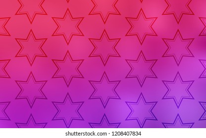 Light Purple, Pink vector layout with bright stars. Modern geometrical abstract illustration with stars. Template for sell phone backgrounds.