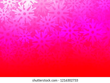 Light Purple, Pink vector layout with bright snowflakes. Glitter abstract illustration with crystals of ice. The template can be used as a new year background.